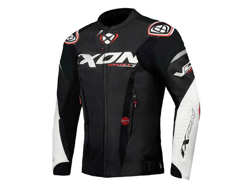 Ixon Vortex 3 Black White Leather Road Jacket Size XL