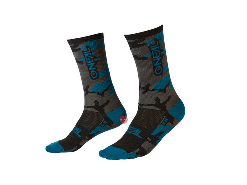 Oneal 22 Mtb Per Formance Sock Camo Grey/blue/black 39-42