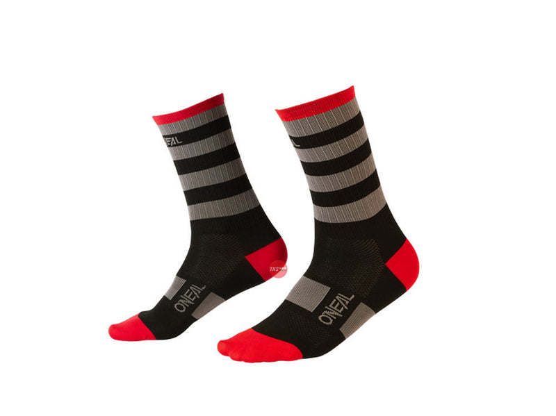 Oneal 22 Mtb Per Formance Sock Stripe Black/grey/red 39-42