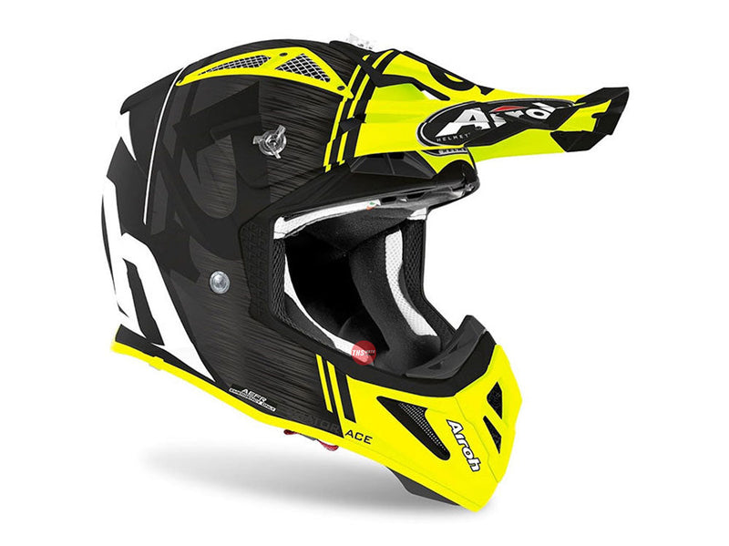 Airoh Aviator Ace Kybon Matt Yellow MX Helmet Size Medium 57 58cm