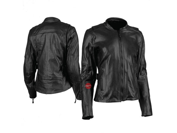 S&S WM Throttle Body Ladies Blk Leather Jacket Speed & Strengt