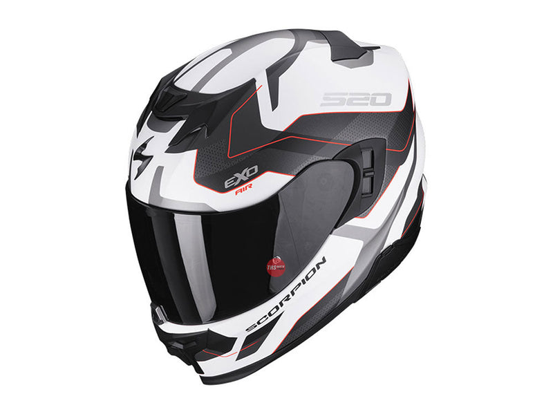 Scorpion EXO-520 EVO Air Elan Matt Wht/Sil/Red Road Helmet Size XL 62cm