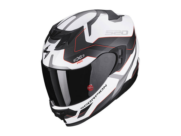 Scorpion EXO-520 EVO Air Elan Matt Wht/Sil/Red Road Helmet Size Medium 58cm