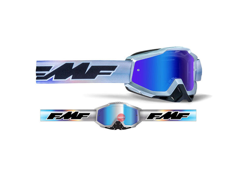 FMF POWERBOMB Goggle Afterbur n Blue/Silver-Mirror Blue Lens