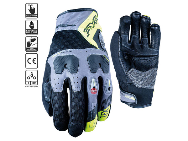 Five TFX3 Air Grey / Fluro Yellow Road Gloves Size 10 Large