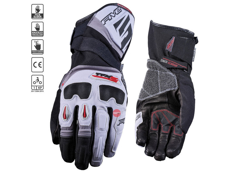 Five TFX 2 WP Grey / Red Road Gloves Size 10 Large