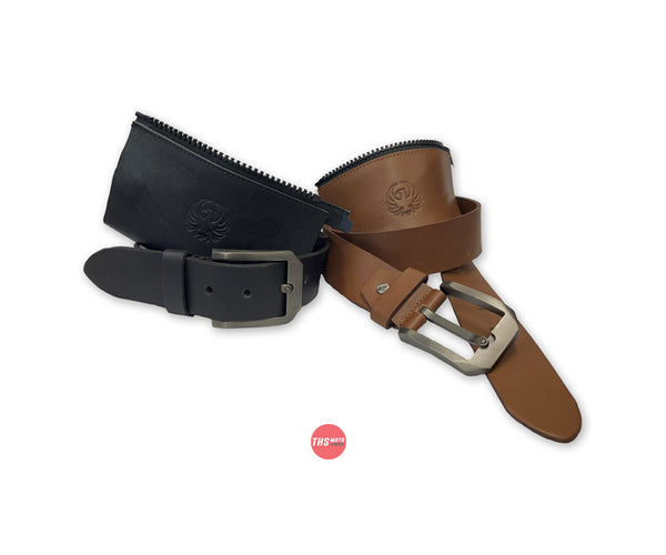 Merlin Belt With Jacket Connecting Zip Leather Brown Size 38-40 Man