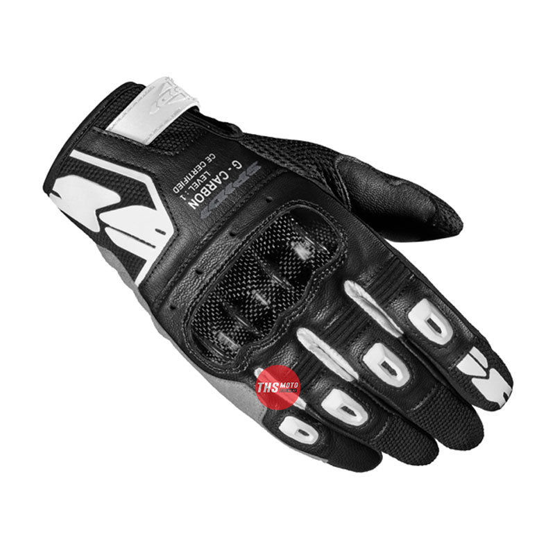 Spidi Gloves G-Carbon Lady Leather Short Black/White Small