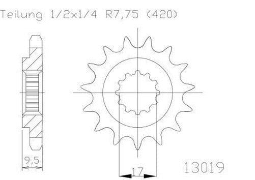 Moto Master Front Sprocket TC65 65SX 14T