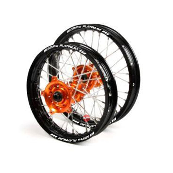 SM Pro Wheel Set Complete PRO Front & Rear Orange Hubs Black Rims 21inch