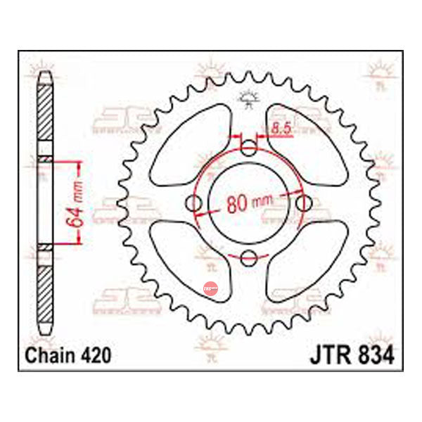 Psychic Rear Sprocket JTR834 Yamaha  PW80 82-06 TTR90 00-07 TTR110 08-21 36