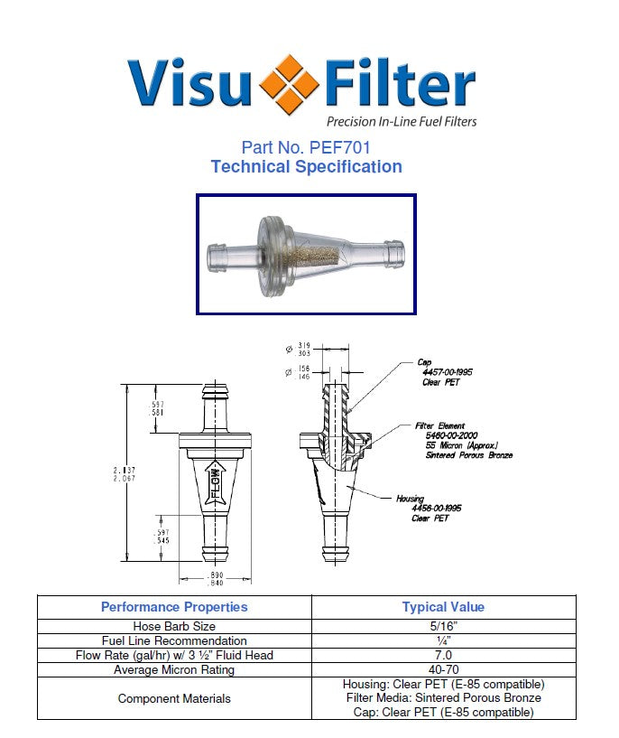 Darbi Petrol filter small 701B Visu Filter 1/4