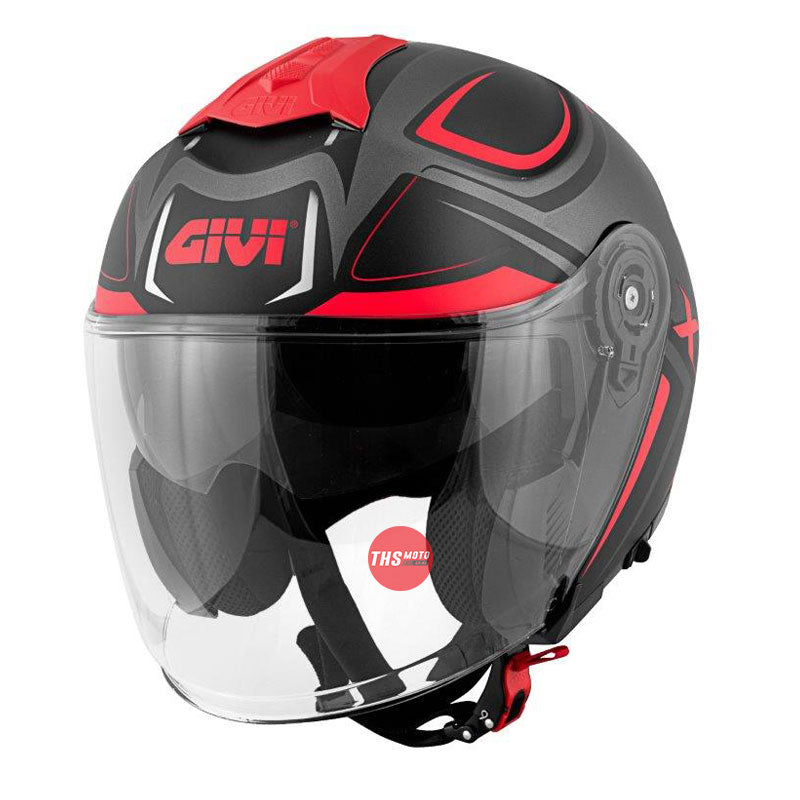 Givi X22 Planet Jet Helmet Solid Colour Grey/Red 63/XXL