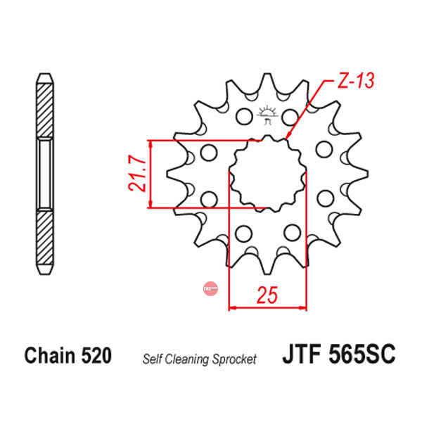 JT Sprockets Front OE Steel Self Cleaning T13