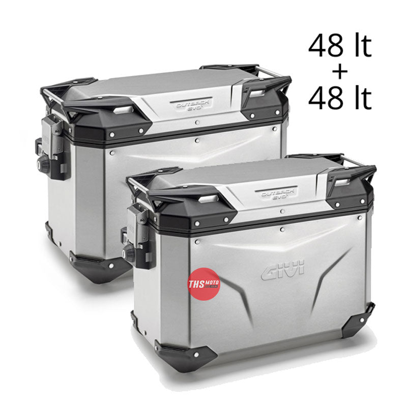 Givi Cam-Side Pannier Pair 48Lt Ea Outback Evo Alu Silver