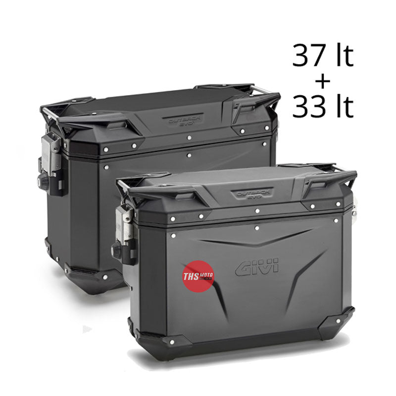 Givi Cam-Side Panniers 37Lt L/33Lt R Outback Evo Alu Black (Plos Only)