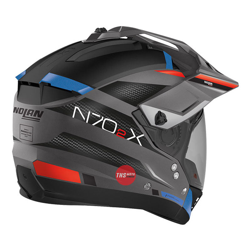 Nolan Helmet N70-2X Earthquake Flat Lava Grey / Blue Red Large