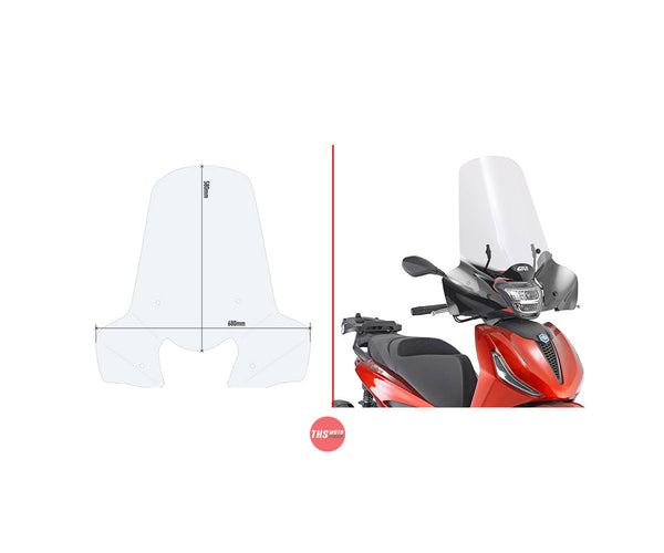 Givi Screen Piaggio Beverly 300-400 Hpe '21-> Clear 58X68cm (A5616A)