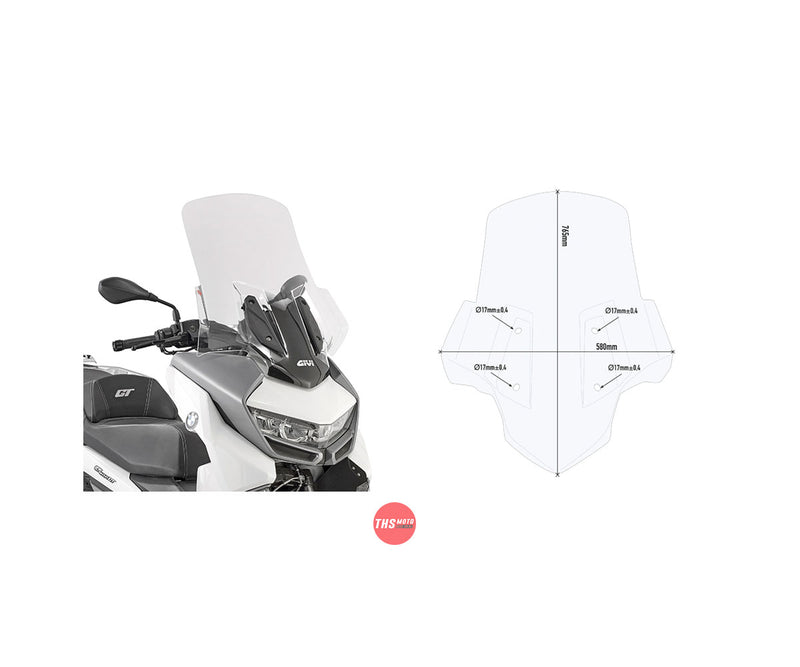 Givi Screen Bmw C400Gt '19-> Clear 76.5X58cm (Needs D5132Kit)