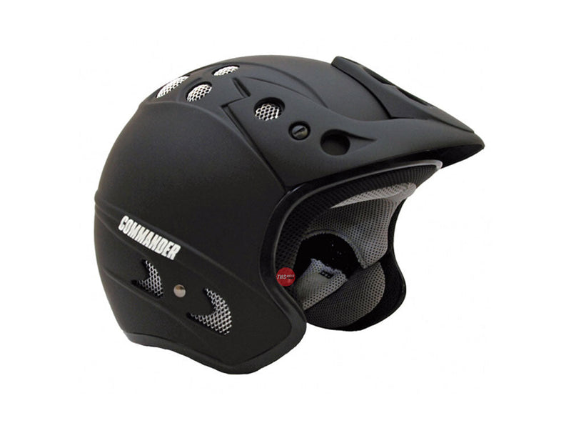 FFM Commander Matt Black Jet Open Face Helmet Medium Size 58cm