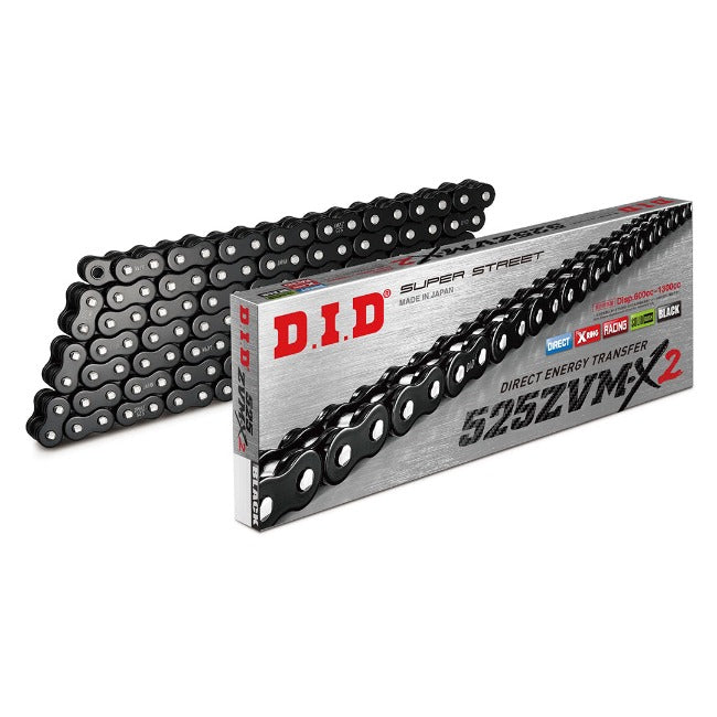 DID ZVM-X Super Street X-Ring Chain 525ZVM-X 120ZB Black Rivet Link