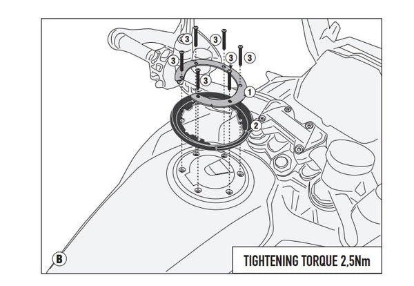 Givi Tanklock Flange Triumph Tiger 1200 Gt Explorer '22-> BF74