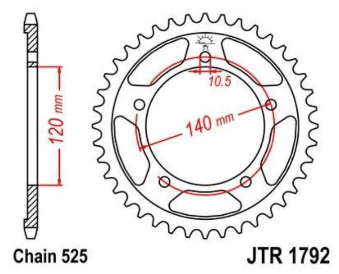 JT Sprockets Rear OE Steel T42