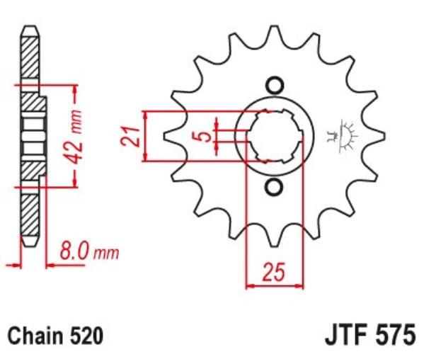 JT Sprockets Front OE Steel T15 #520 JTF575.15