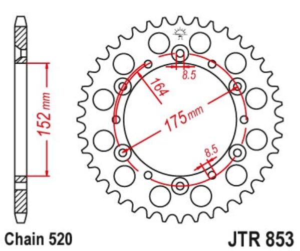 JT Steel 50 Tooth Rear Motorcycle Sprocket JTR853.50