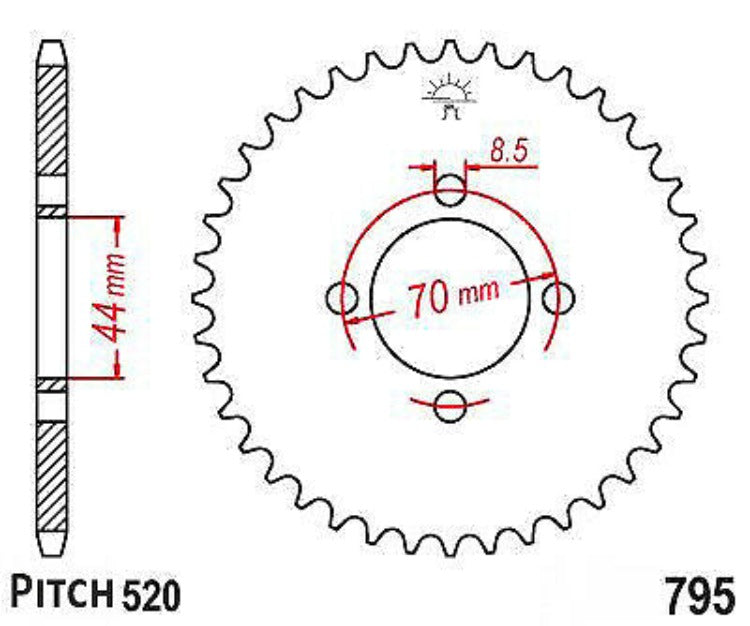 JT Sprockets Rear OE Steel T22