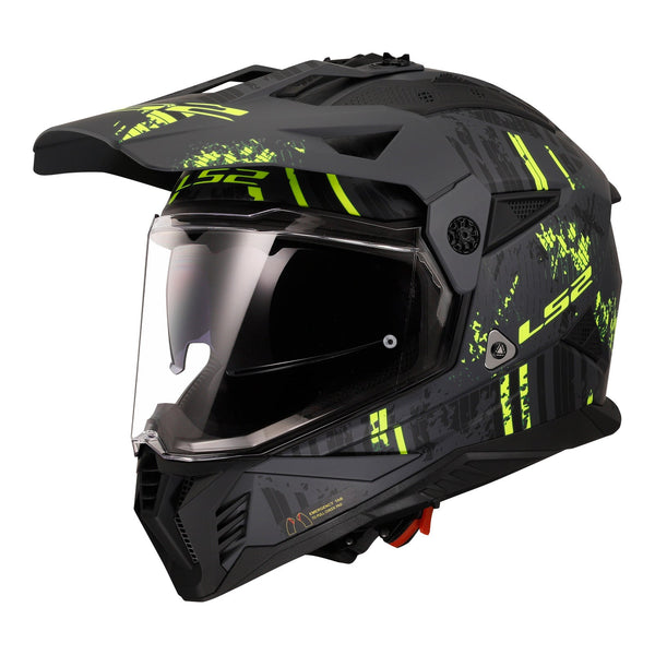 LS2 MX702 Pioneer II Crazy - Matte Black / Grey / Hi-Vis Yellow Size Large 60cm