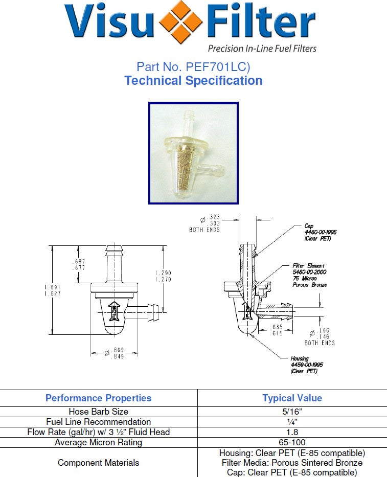 Darbi Petrol Filter 90d Angle Bronze 1/4" Visu