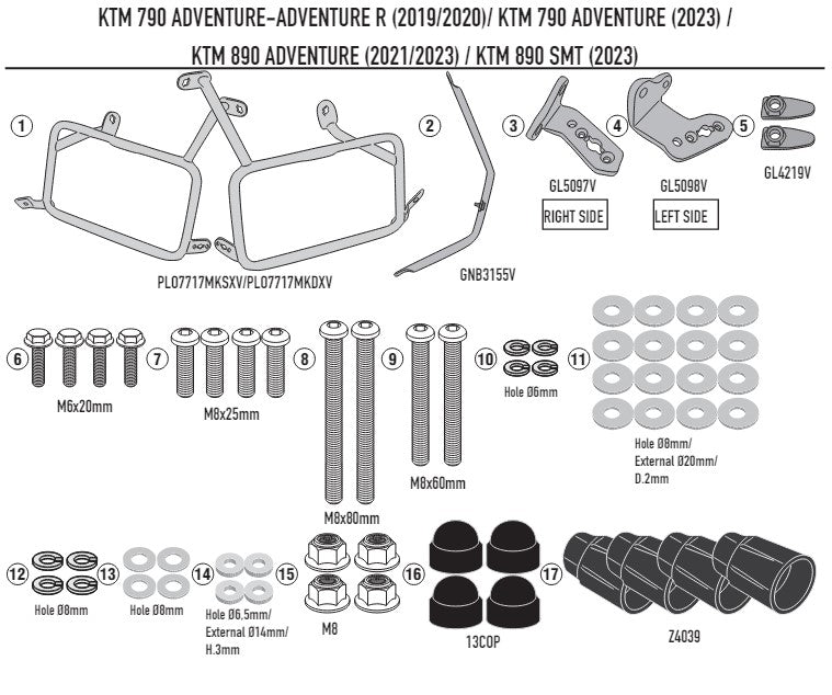 Givi Specific Pannier Holder PL ONE-FIT for Monokey side-case configurations PLO7717MK