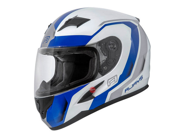 Rjays Small Grid Gloss White Blue Road Helmet Size 56cm