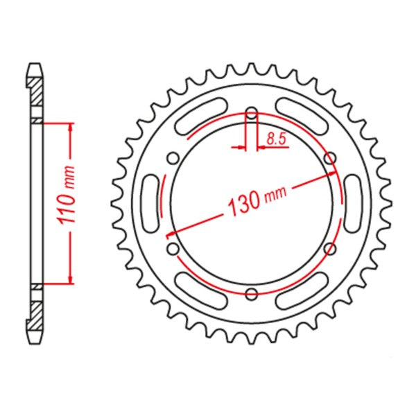 MTX 1870 Steel Rear Sprocket #428 Size 48 Tooth