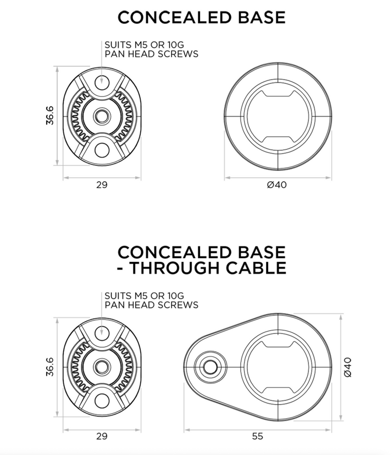 360 Base - Concealed Small Quad Lock