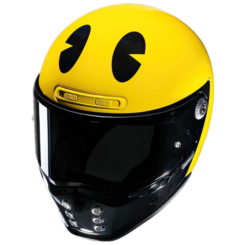 HJC V10 Pac Man Yellow / Black Road Helmet Size Large 58 59cm