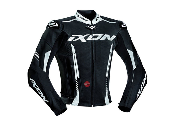 Ixon Vortex 2 Black White Leather Road Jacket Size XL