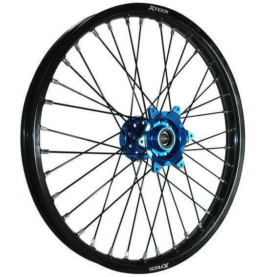 X-Tech Kaw KX/KXF/RMZ250 4-6 1.6x21 Front Blk Rim/blu Hub/blk Spk