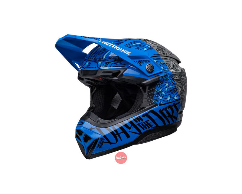 Bell MOTO-10 SPHERICAL Fasthouse DITD LE Blue/Grey Off Road Helmet Size Small 56cm