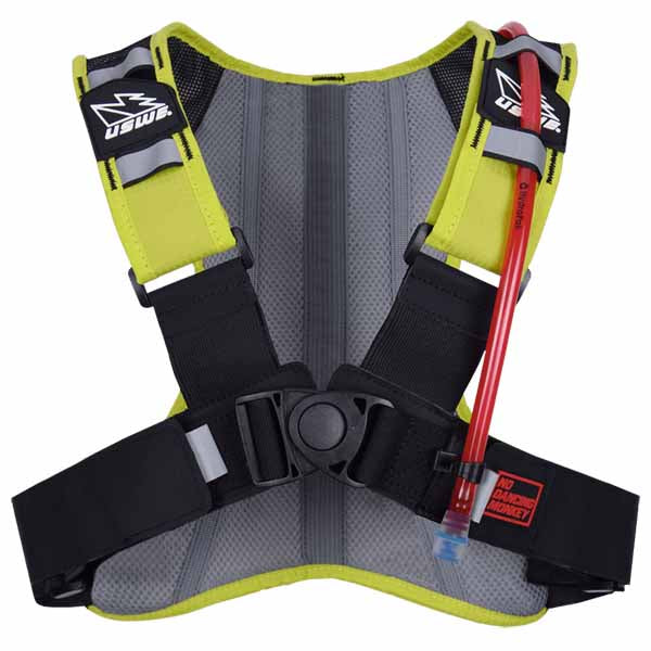 USWE Outlander 2L hydration backpack has a 4-point stretch harness that supports maximum breathing capacity and freedom to move (sample picture for features)