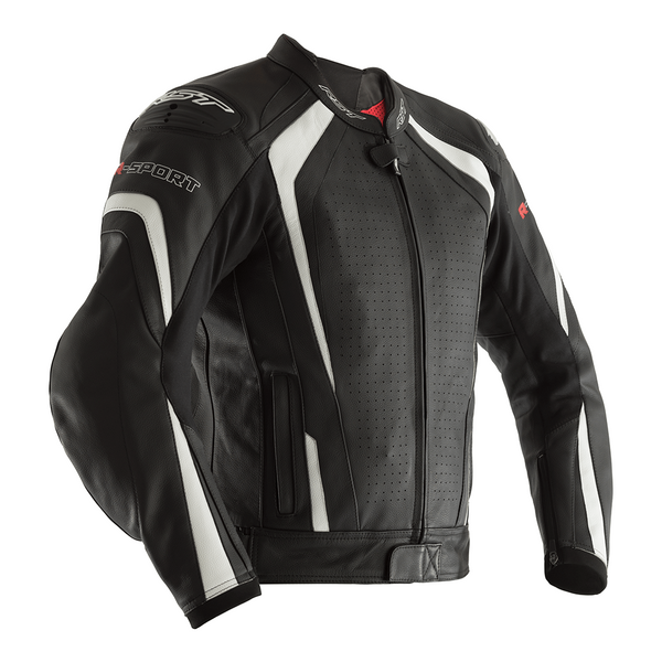 RST R-Sport CE Leather Jacket Black White 46 XL Extra Large Size