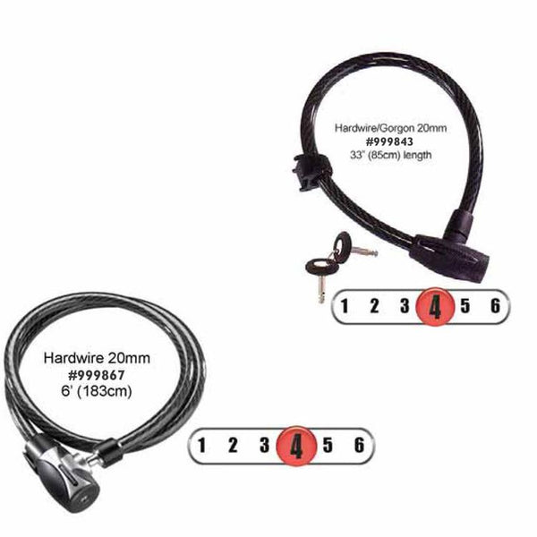 Kryptonite Heavy Duty Hardwire Cables come in two diameters and lengths