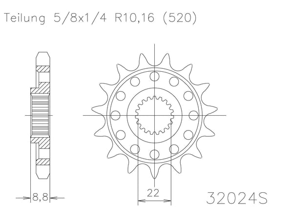 Moto Master Sprocket Front 15T 15 Tooth