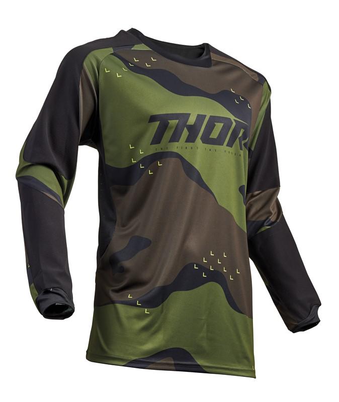 Thor Jersey S19 Terrain Camo L Mx Green Large