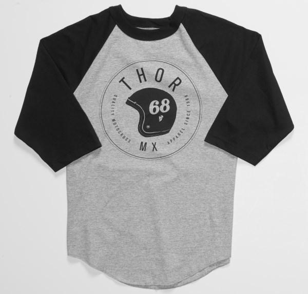 Thor Tee T Shirt 3 4 Sleeve 68 Helmet Black Large