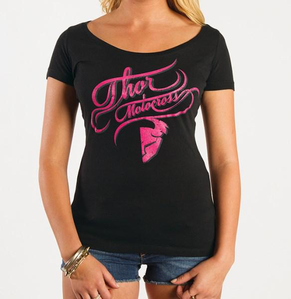 Thor Tee T Shirt Wmn Curly Q Scoop Womens Neck Black Small