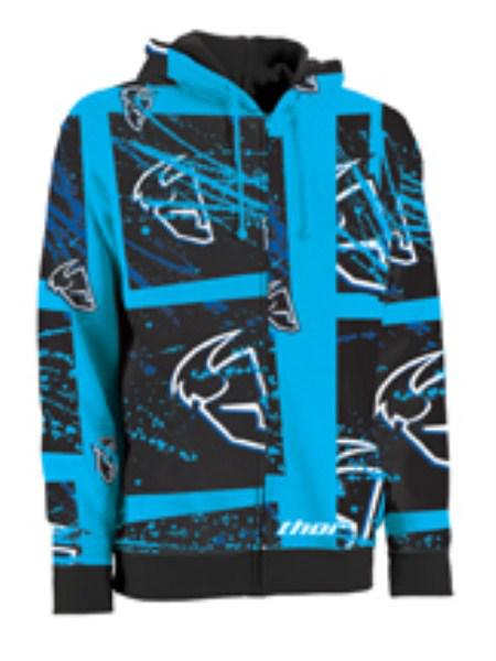 Thor Hoody zip Splatter Cy Cyan Medium