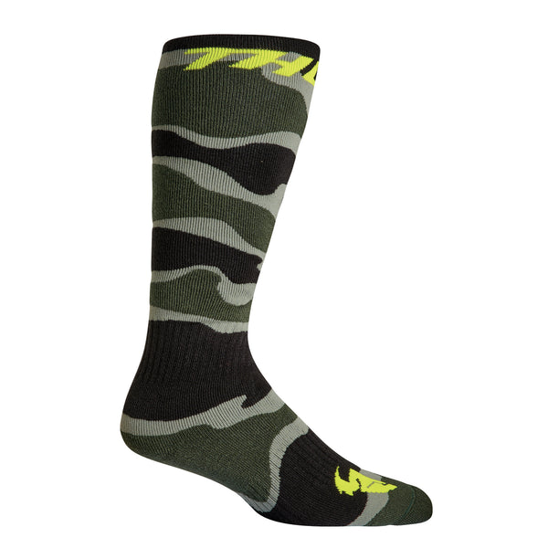 Thor Mx Socks Camo Green/Acid Size 6-9