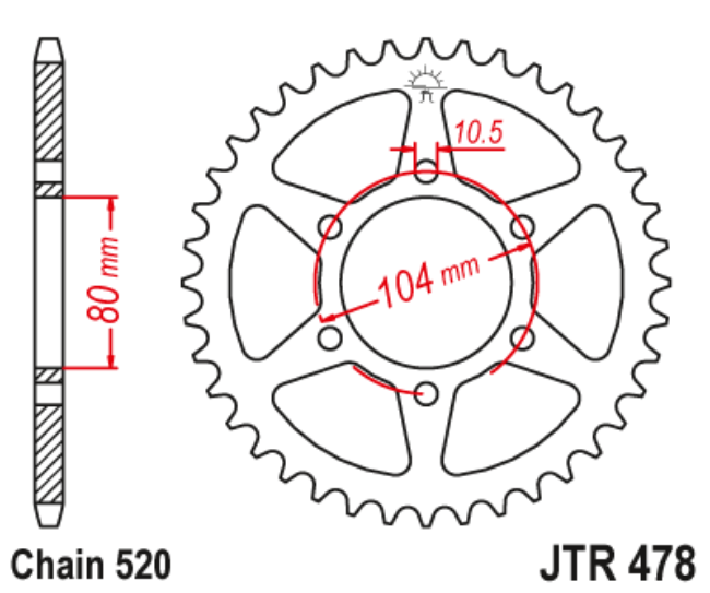 JT Sprockets Rear OE Steel T46